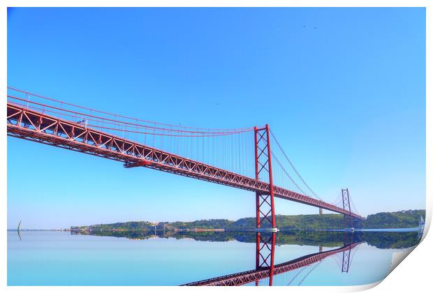 Lisbon, Landmark suspension 25 of April bridge Print by Elijah Lovkoff