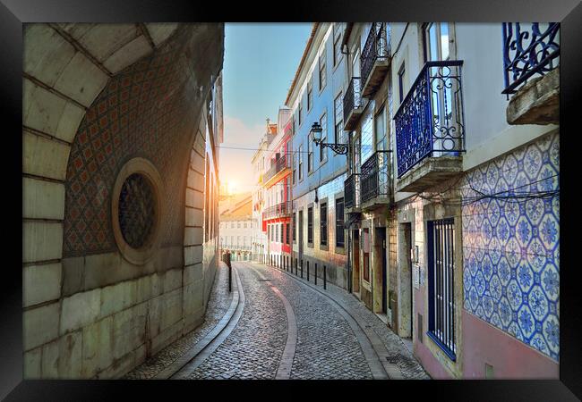 Colorful Streets of Lisbon Framed Print by Elijah Lovkoff