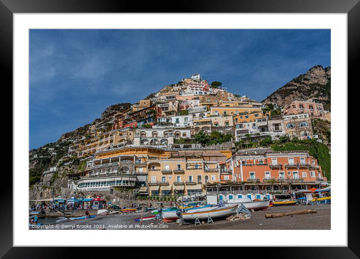 Positano from the Beach Framed Mounted Print by Darryl Brooks