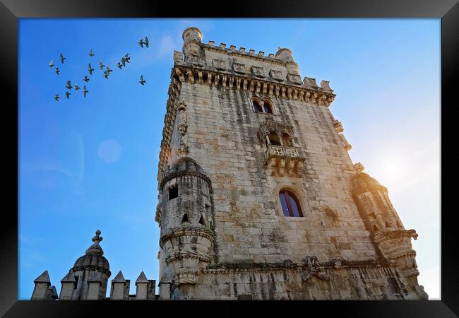 Lisbon, Belem Tower at sunset Framed Print by Elijah Lovkoff