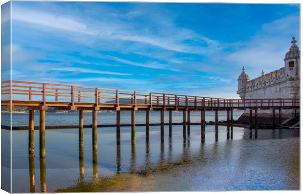 Lisbon, Belem Tower at sunset on the bank of the Tagus River Canvas Print by Elijah Lovkoff