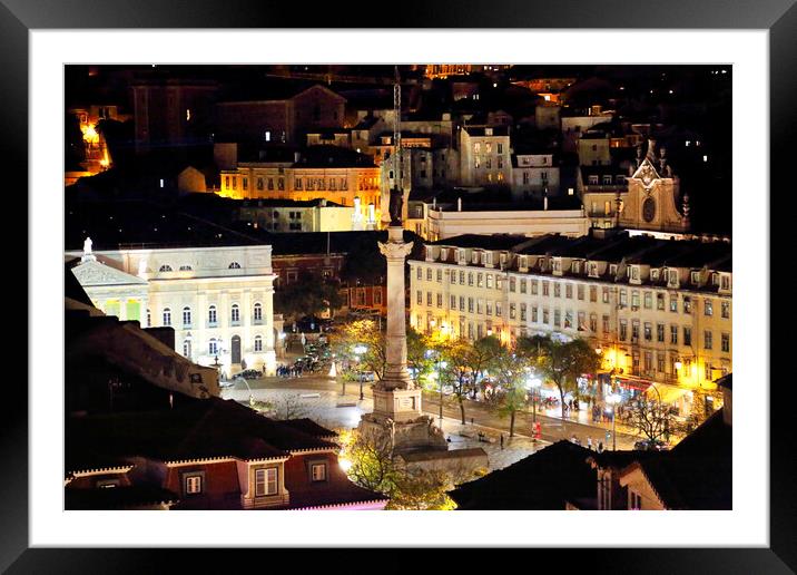 Famous Rossio Square in Lisbon Framed Mounted Print by Elijah Lovkoff
