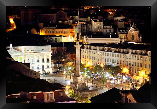 Famous Rossio Square in Lisbon Framed Print by Elijah Lovkoff