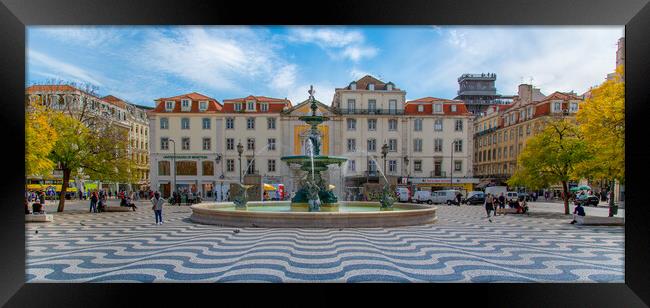 Famous Rossio Square in Lisbon Framed Print by Elijah Lovkoff