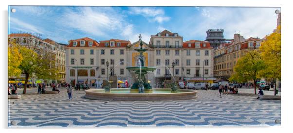 Famous Rossio Square in Lisbon Acrylic by Elijah Lovkoff