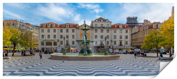 Famous Rossio Square in Lisbon Print by Elijah Lovkoff