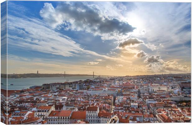 Scenic panoramic views of Lisbon from Saint George Castle (Sao Jorge) lookout Canvas Print by Elijah Lovkoff