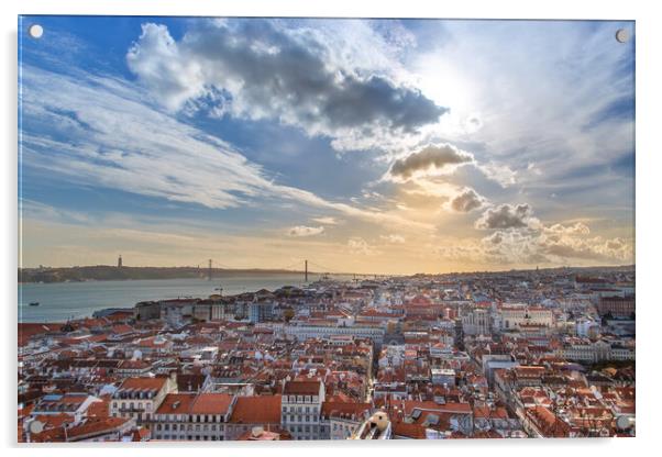 Scenic panoramic views of Lisbon from Saint George Castle (Sao Jorge) lookout Acrylic by Elijah Lovkoff
