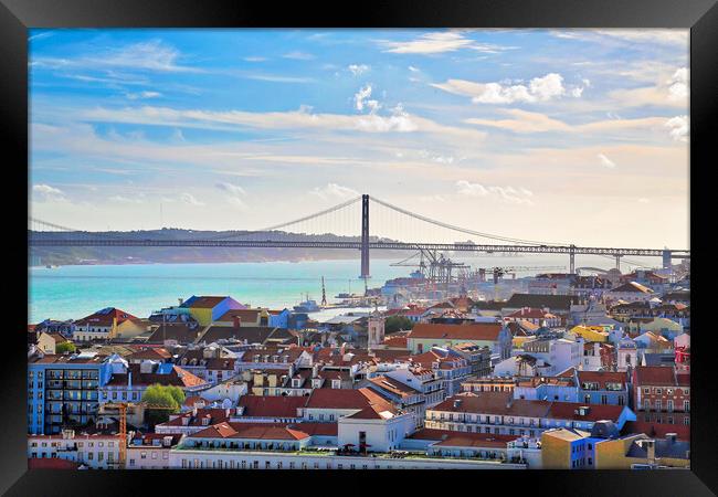 Scenic panoramic views of Lisbon from Saint George Castle (Sao Jorge) lookout Framed Print by Elijah Lovkoff