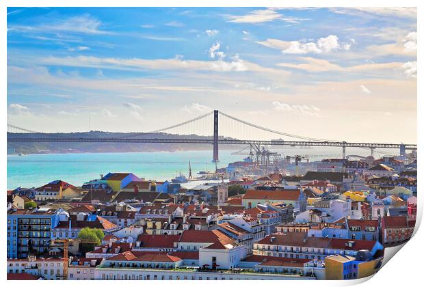 Scenic panoramic views of Lisbon from Saint George Castle (Sao Jorge) lookout Print by Elijah Lovkoff