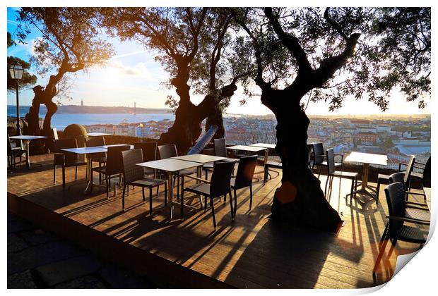 Scenic panoramic views of Lisbon from Saint George Castle (Sao Jorge) lookout Print by Elijah Lovkoff