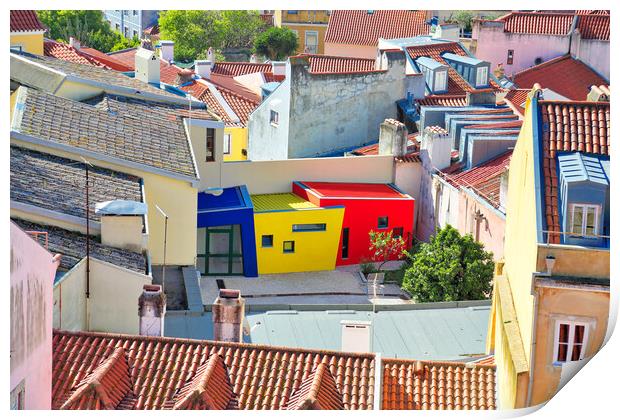 Scenic panoramic views of Lisbon from Saint George Castle (Sao Jorge) lookout Print by Elijah Lovkoff