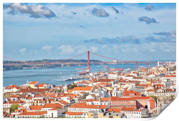Scenic panoramic views of Lisbon from Saint George Castle (Sao Jorge) lookout Print by Elijah Lovkoff