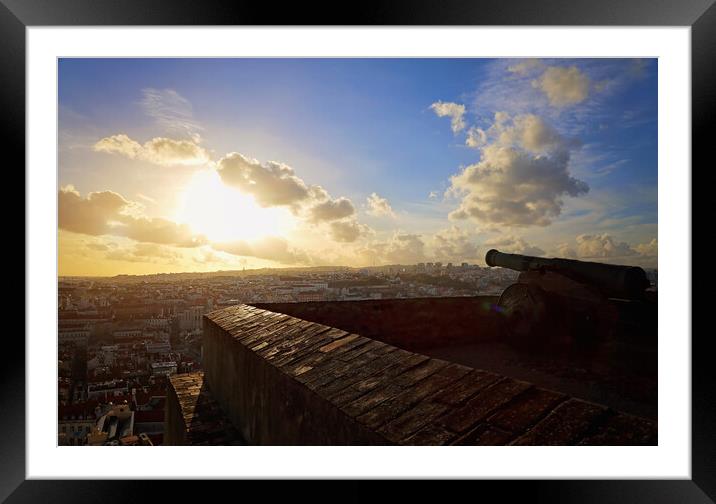 Scenic panoramic views of Lisbon from Saint George Castle (Sao Jorge) lookout Framed Mounted Print by Elijah Lovkoff