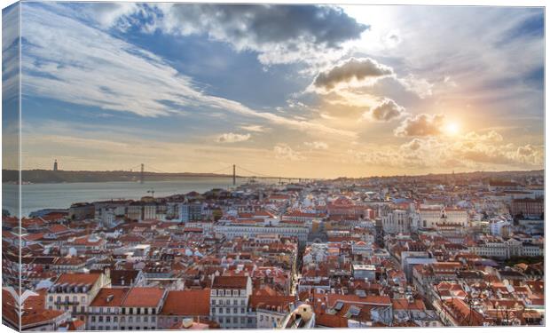 Scenic panoramic views of Lisbon from Saint George Castle (Sao J Canvas Print by Elijah Lovkoff