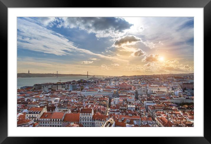 Scenic panoramic views of Lisbon from Saint George Castle (Sao J Framed Mounted Print by Elijah Lovkoff
