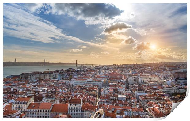 Scenic panoramic views of Lisbon from Saint George Castle (Sao J Print by Elijah Lovkoff