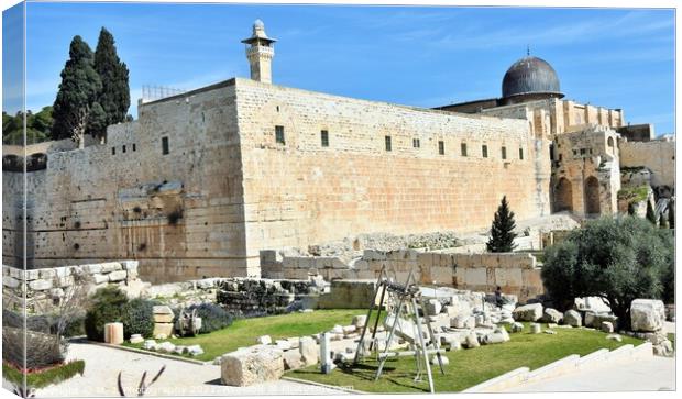 The Wailing Wall or Western Wall, (in Islam as the Canvas Print by M. J. Photography