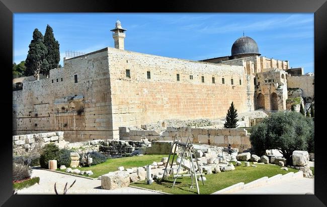 The Wailing Wall or Western Wall, (in Islam as the Framed Print by M. J. Photography