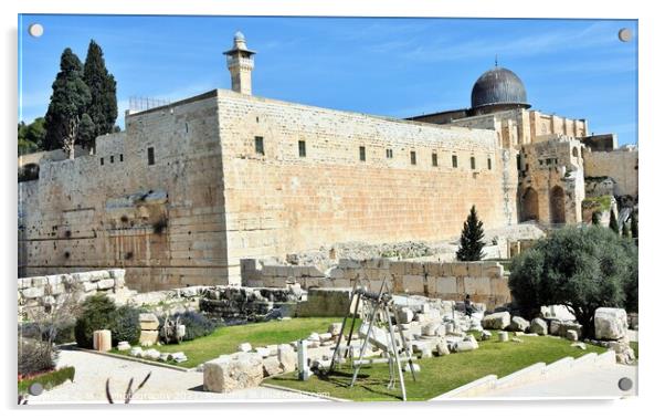 The Wailing Wall or Western Wall, (in Islam as the Acrylic by M. J. Photography