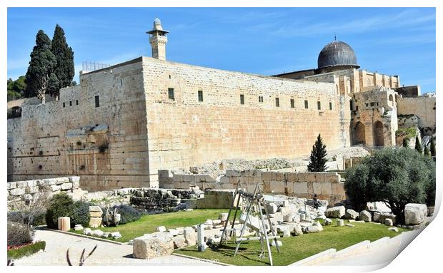 The Wailing Wall or Western Wall, (in Islam as the Print by M. J. Photography