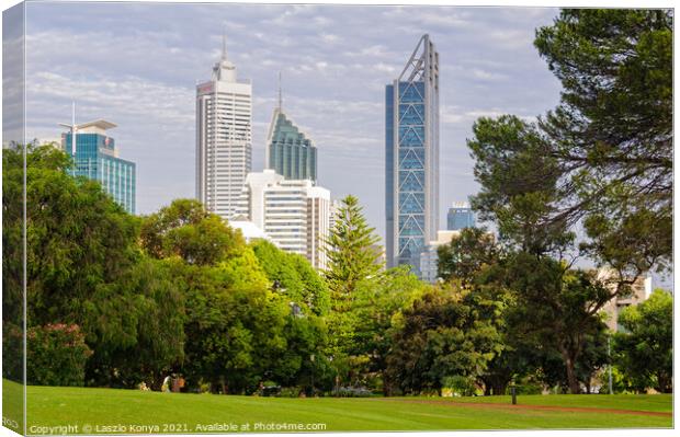 City Skyline - Perth Canvas Print by Laszlo Konya
