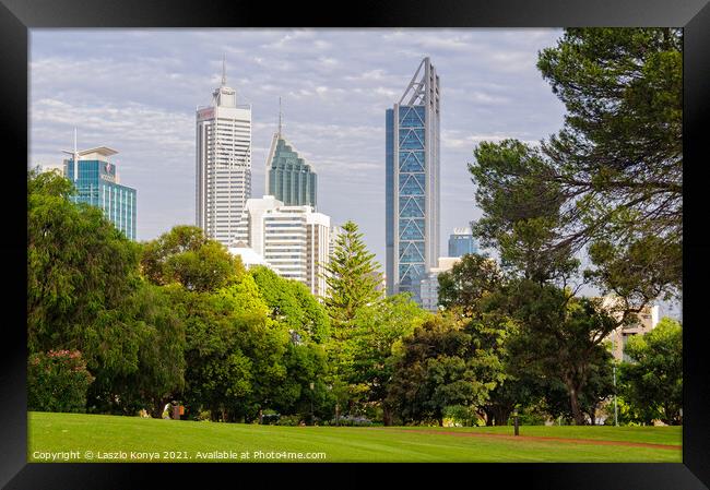 City Skyline - Perth Framed Print by Laszlo Konya