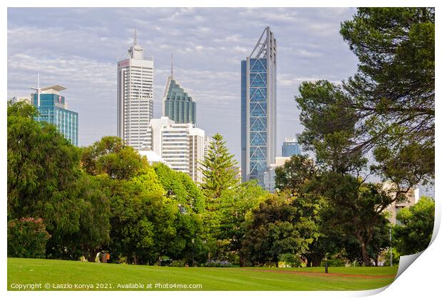 City Skyline - Perth Print by Laszlo Konya