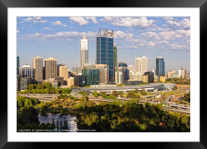View from Kings Park - Perth Framed Mounted Print by Laszlo Konya