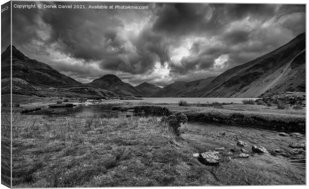 cloudy day at Wastwater in the Lake District (mono Canvas Print by Derek Daniel
