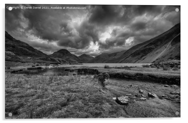 cloudy day at Wastwater in the Lake District (mono Acrylic by Derek Daniel