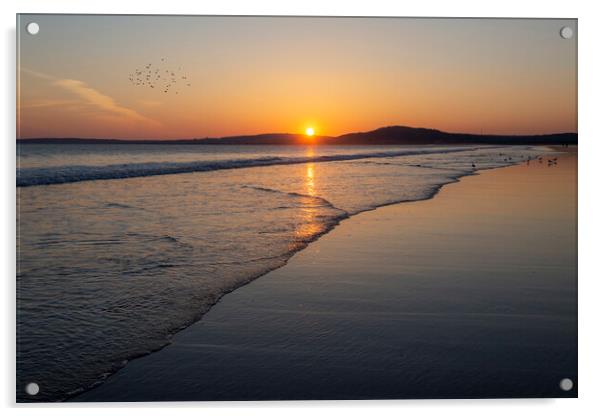 Aberavon beach sunset Acrylic by Leighton Collins