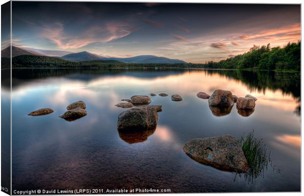 Loch Morlich - Sunset Canvas Print by David Lewins (LRPS)