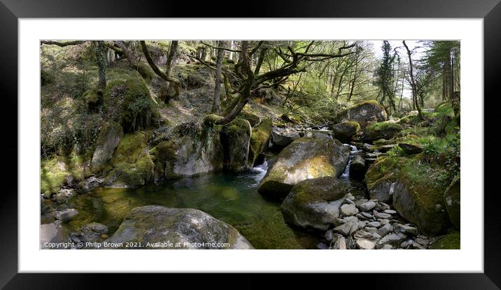 Rocky Stream, Artist Valley in Wales - Panorama  Framed Mounted Print by Philip Brown