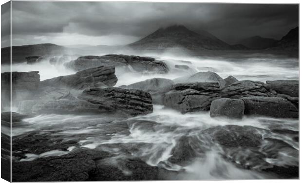 Elgol Wavebreak on the Isle of Skye Canvas Print by John Frid