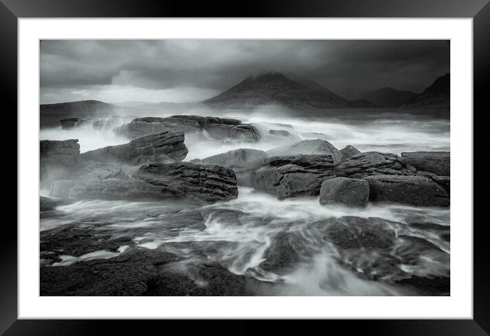 Elgol Wavebreak on the Isle of Skye Framed Mounted Print by John Frid