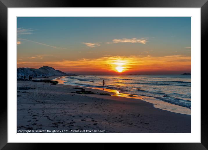 Sunset at the beach. Framed Mounted Print by kenneth Dougherty