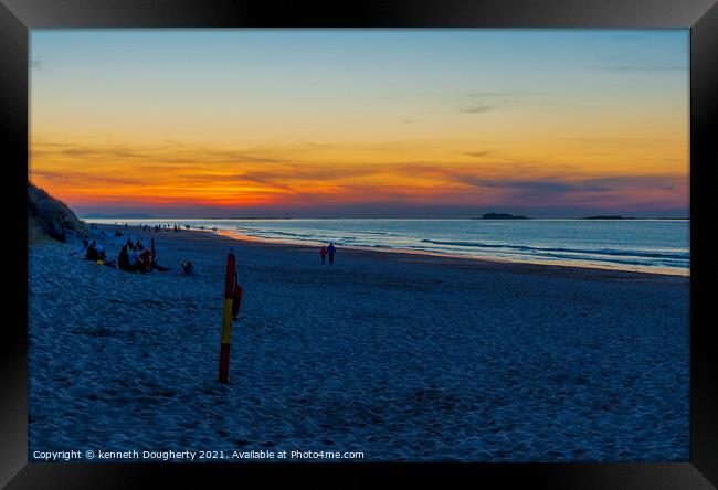 Sunset at the beach Framed Print by kenneth Dougherty