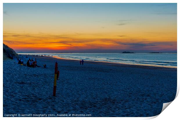 Sunset at the beach Print by kenneth Dougherty