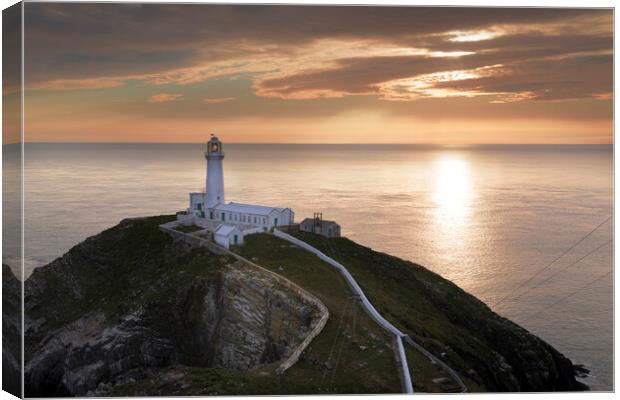 Dusk at South Stack lighthouse Canvas Print by Leighton Collins
