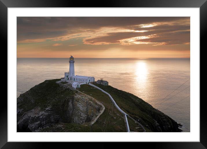 Dusk at South Stack lighthouse Framed Mounted Print by Leighton Collins