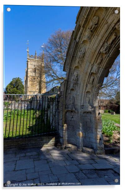 Stone archway, Abbey gardens, Evesham, Worcestershire, England,  Acrylic by Joy Walker