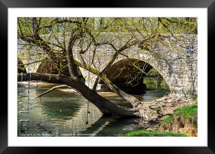 Ancient bridge with three arches Framed Mounted Print by Joy Walker
