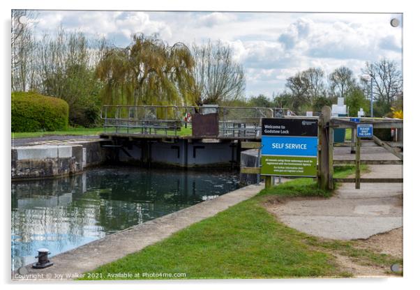 Godstow Lock, Oxford, Oxfordshire Acrylic by Joy Walker