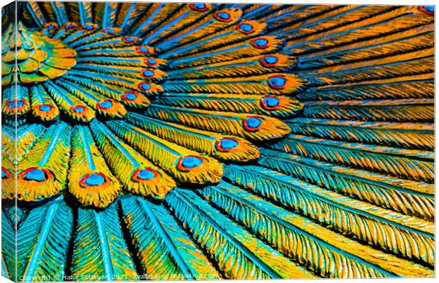 Full frame peacock feather wreath, Hinduist art. Canvas Print by Hanif Setiawan