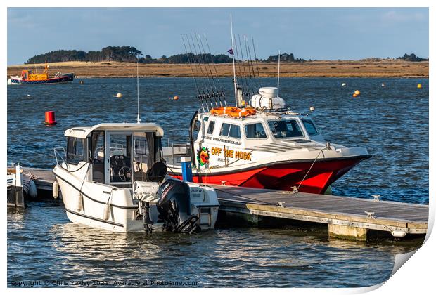 Boats moored in Wells estuary. North Norfolk Print by Chris Yaxley