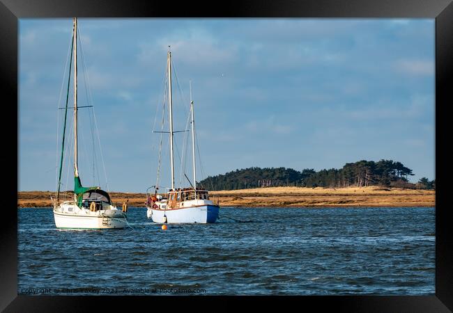 Sailing boats in Wells estuary Framed Print by Chris Yaxley