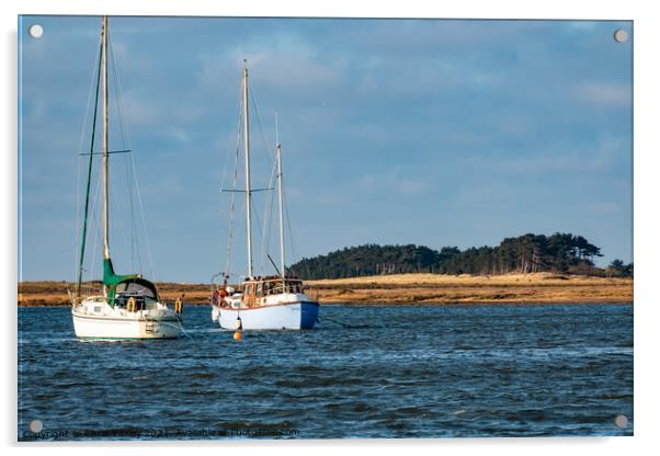 Sailing boats in Wells estuary Acrylic by Chris Yaxley