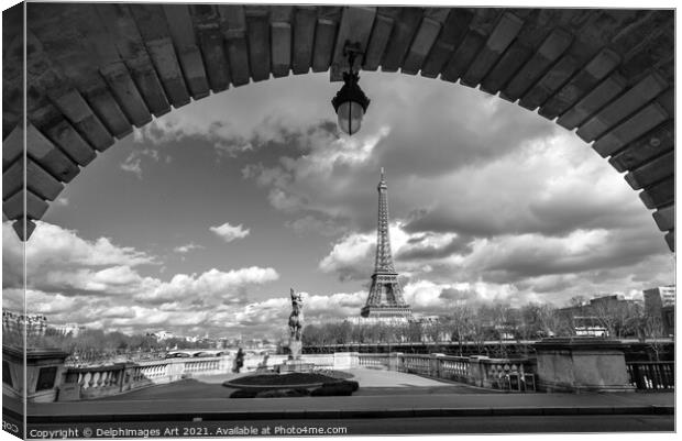 Paris landscape. Eiffel tower from Bir Hakeim Canvas Print by Delphimages Art