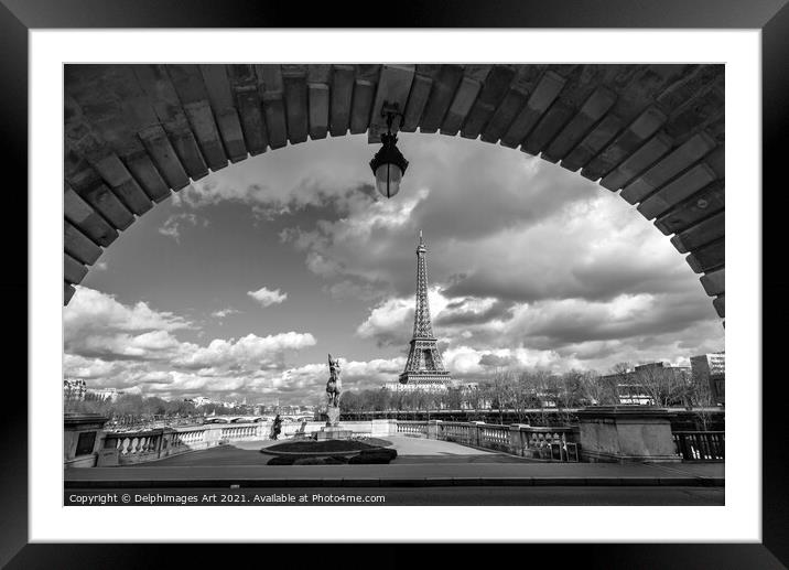 Paris landscape. Eiffel tower from Bir Hakeim Framed Mounted Print by Delphimages Art